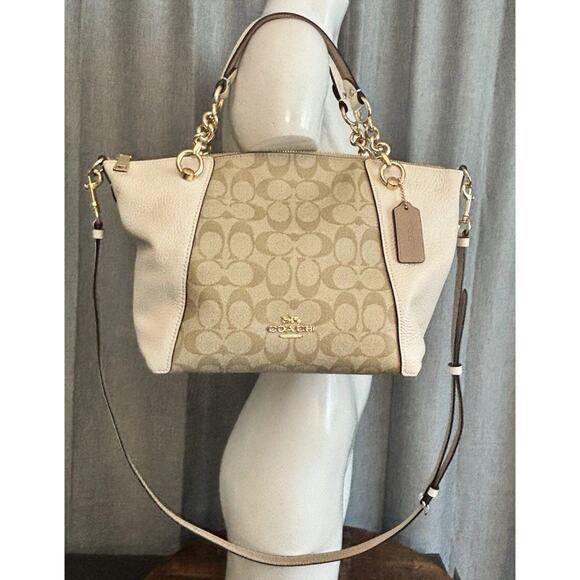 Coach Kacey Satchel Colorblock/Blocked Signature Canvas - Picture 7 of 16